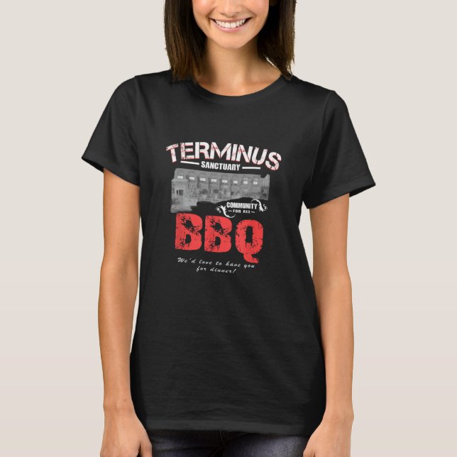 Gå ut Vuxen Terminus BBQ Funny Zombie Apocalypse T Shirt (Framsida)
