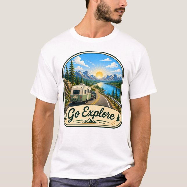 Gå Utforska Camping T Shirt (Framsida)