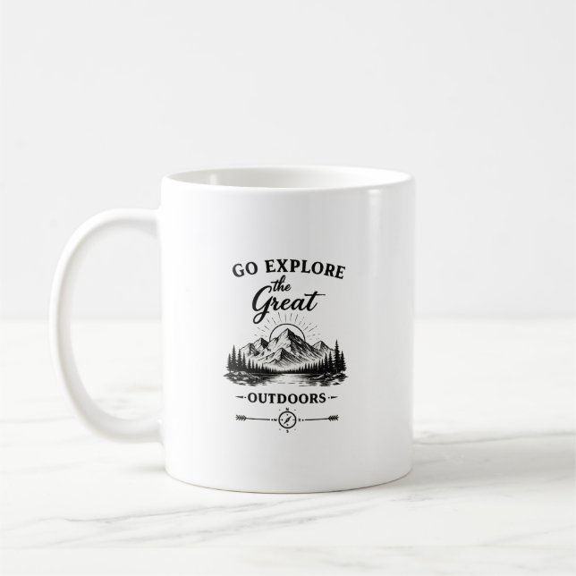 Gå Utforska Den Stora Utomhusvärlden Bergskopp Kaffemugg (Vänster)