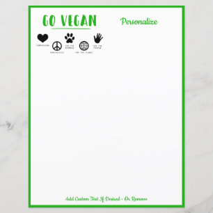 Gå Vegan Citat Grön Personlig Brevpapper