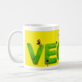 Gå Vegan Ljust Gul och Grön Kaffemugg