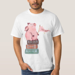 Gå Vegan med Cute Rosa Gris T Shirt