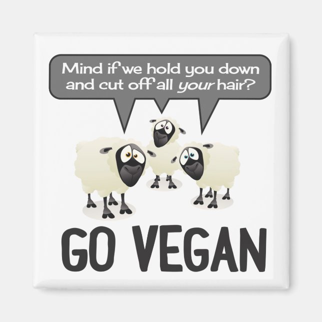 Gå Vegan No Wool Magnet (Framsidan)