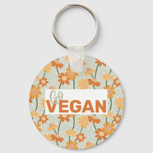 Gå Vegan! Söt återmuterade blommor från 1970-talet Nyckelring