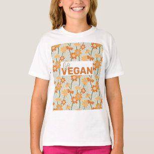 Gå Vegan! Söt återmuterade blommor från 1970-talet T Shirt