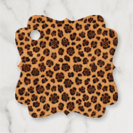 Gå vild Leopardyck Gold Tan Orange Päls Look Gåvor Etiketter