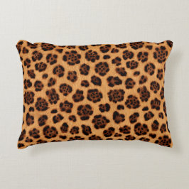 Gå vild Leopardyck Gold Tan Orange Päls Look Prydnadskudde