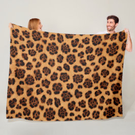 Gå vild Leopardyck Gold Tan Orange Pälslook Fleecefilt