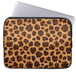 Gå vild Leopardyck tryck Guldbrun Bränd Orange Laptop Fodral