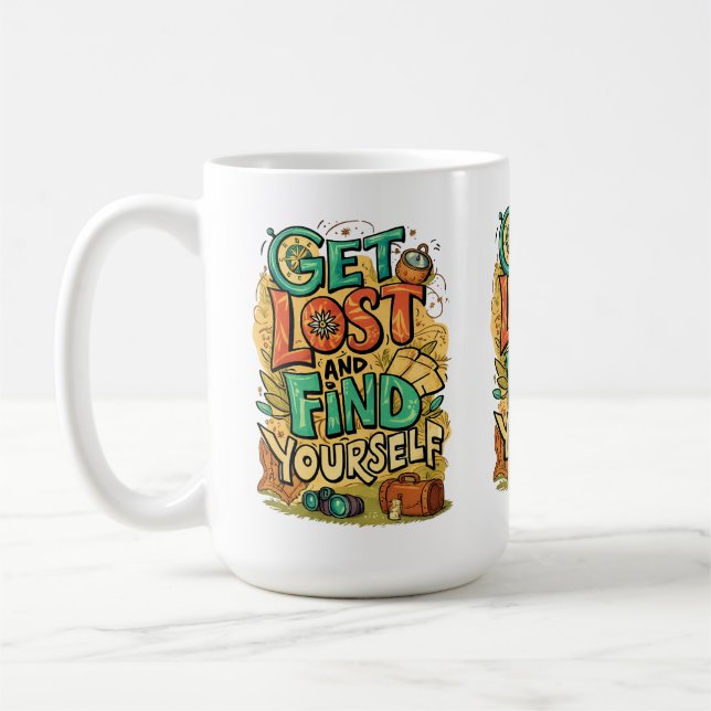 Gå vilse och hitta dig själv kaffemugg (Vänster)