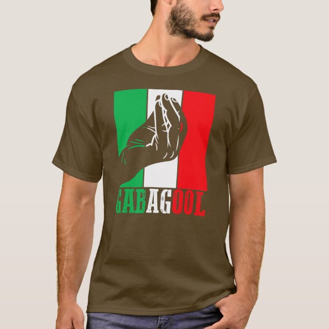Gabagool Italienska amerikanska Kött med Hand Sign T Shirt (Framsida)