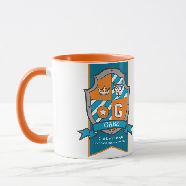 Gabe bokstav G vapen orange teal namn betydelse Mugg (Vänster)
