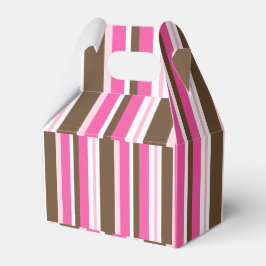 Gable Favor Box Brown & Pink Stripe Presentaskar