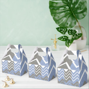 Gable Favor Box Brun Blå och Vit Presentaskar