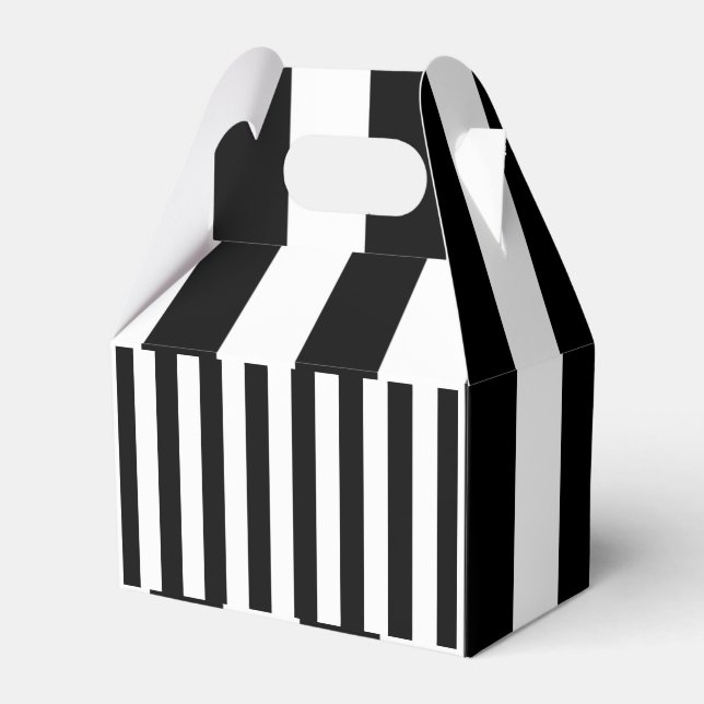 Gable Favor Box Rand Black and White Presentaskar (Framsidan Sidan)