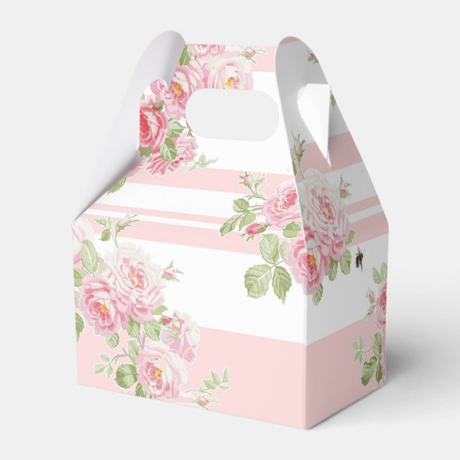 Gable Favor Box rosa rand och ro Presentaskar (Baksidan Sidan)