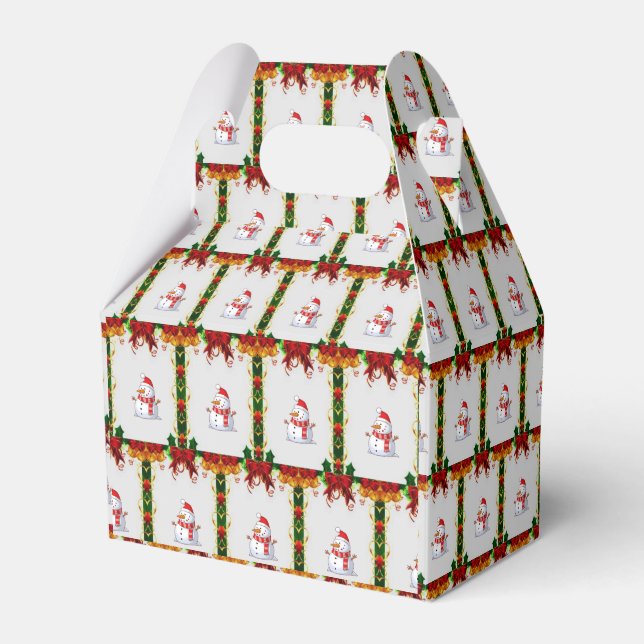 Gable Favor Box Snöman Presentaskar (Framsidan Sidan)