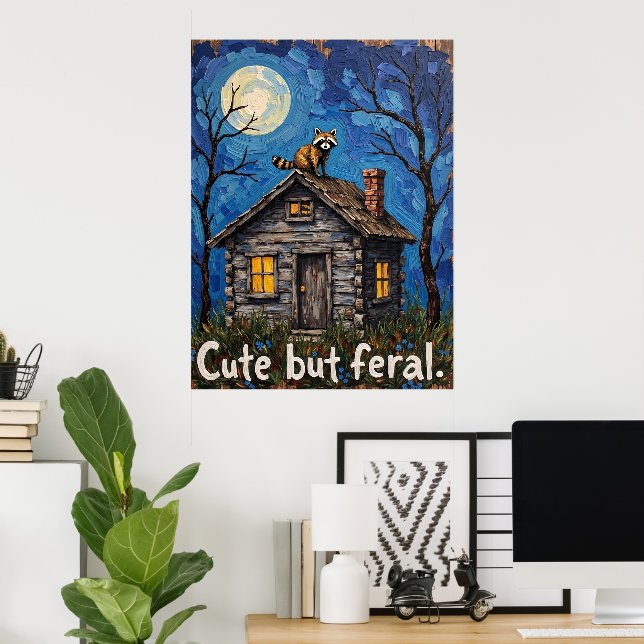 Gabled Guardian: Raccoon on on Rooftop Poster (Hemmakontoret)