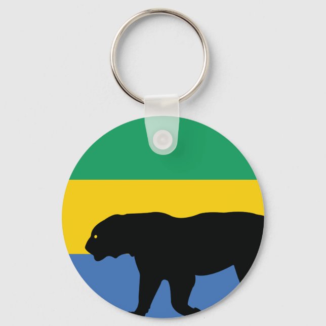 Gabon Black Leopard Gabonese National Animal Flagg Nyckelring (Framsida)