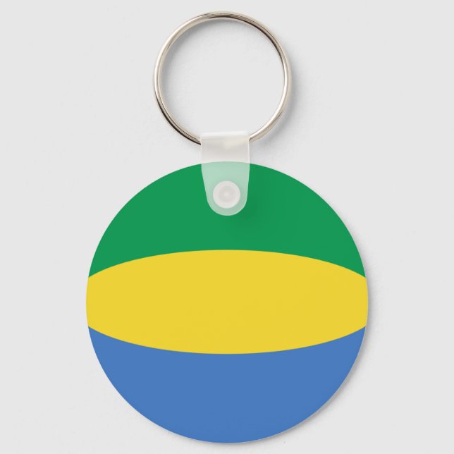 Gabon Fisheye Flagga Keychain Nyckelring (Framsida)