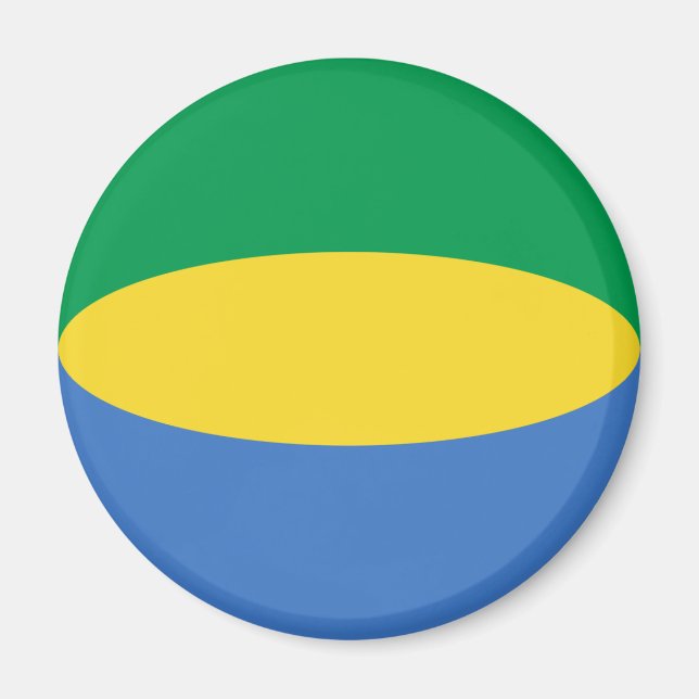 Gabon Fisheye Flagga Magnet (Framsidan)