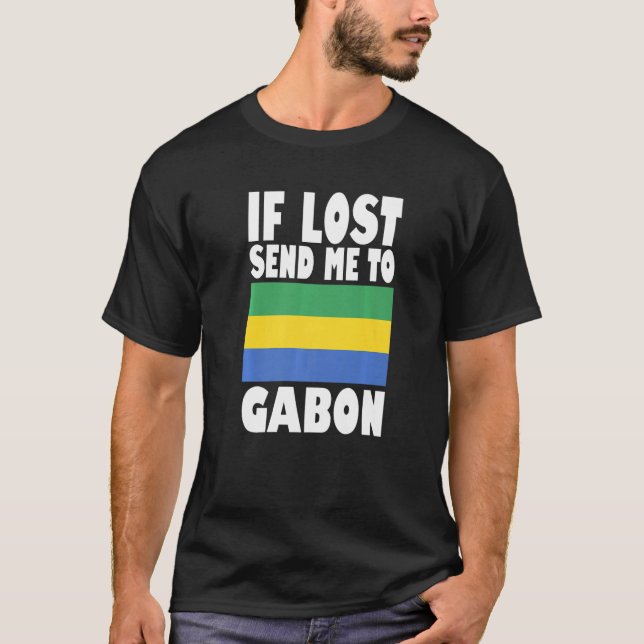 Gabon Flag Design  If lost send me to Gabon Premiu T Shirt (Framsida)