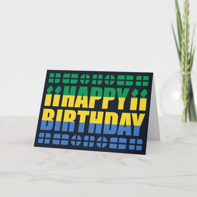 Gabon Flagga Birthday Card Kort (Framsida)