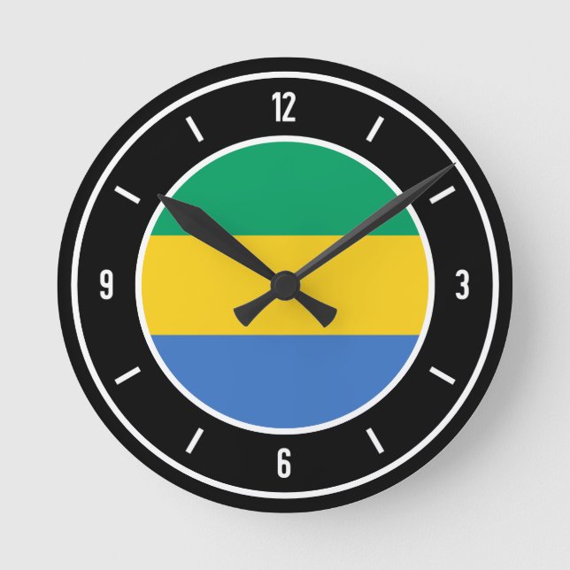 Gabon Flagga Elegant Rund Klocka (Framsida)