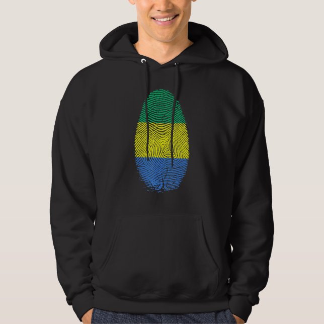 Gabon Flagga Fingerprint är i mitt DNA för Gabones Hoodie (Framsida)