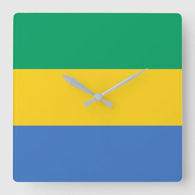 Gabon Flagga Fyrkantig Klocka (Framsida)
