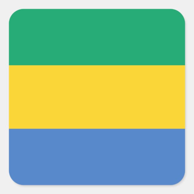 Gabon Flagga Fyrkantigt Klistermärke (Framsida)