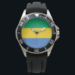 Gabon Flagga (Gabon) Armbandsur<br><div class="desc">Utformningen är utmärkande för den nationella flagga Gabon, som ligger land vid västern av den centrala Afrikan. Gabon ligger på ekvatorn. Gabon gränsar till nordvästra Ekvatorialguinea, till norra Kamerun, till norra delen, till Republiken Kongo öster och söderut och till väster till Bukt om Guinea. Gabons huvudstad är Libreville, som också...</div>