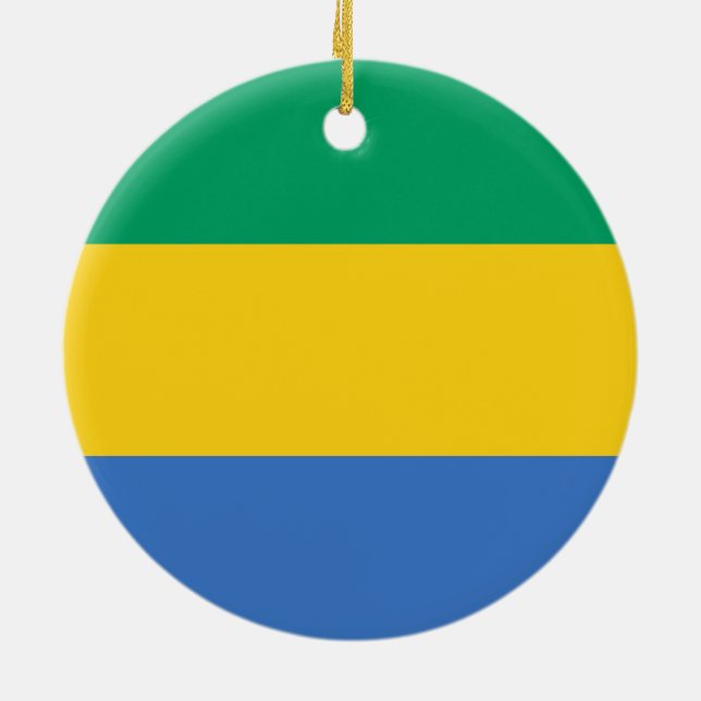 Gabon Flagga (Gabon) Julgransprydnad Keramik (Baksidan)