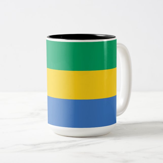 Gabon Flagga (Gabon) Två-Tonad Mugg (Framsida höger)