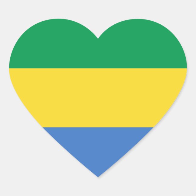 Gabon Flagga Hjärta Klistermärke (Framsida)