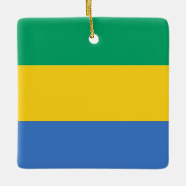 Gabon Flagga Julgransprydnad Keramik (Framsida)