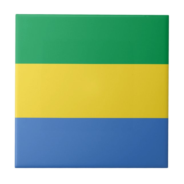 Gabon Flagga Keramisk Platta Kakelplatta (Framsidan)