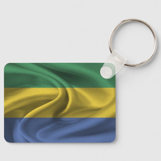Gabon Flagga Keychain Nyckelring (Framsida)