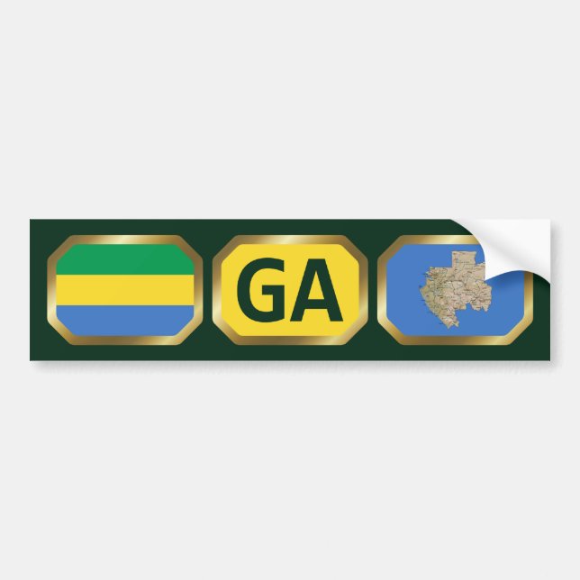 Gabon Flagga-koden Bumper Sticker Bildekal (Framsidan)