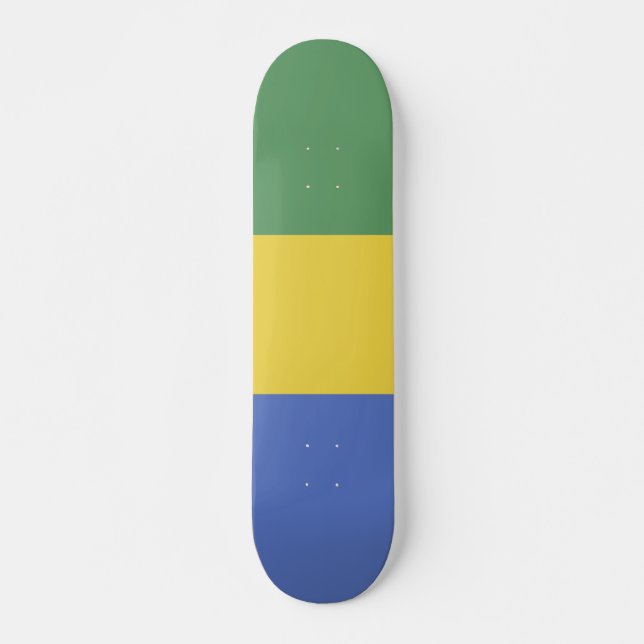 Gabon flagga mini skateboard bräda 18,5 cm (Framsida)
