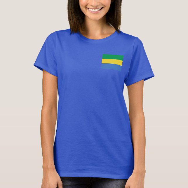 Gabon Flagga och Karta dk T-Shirt (Framsida)