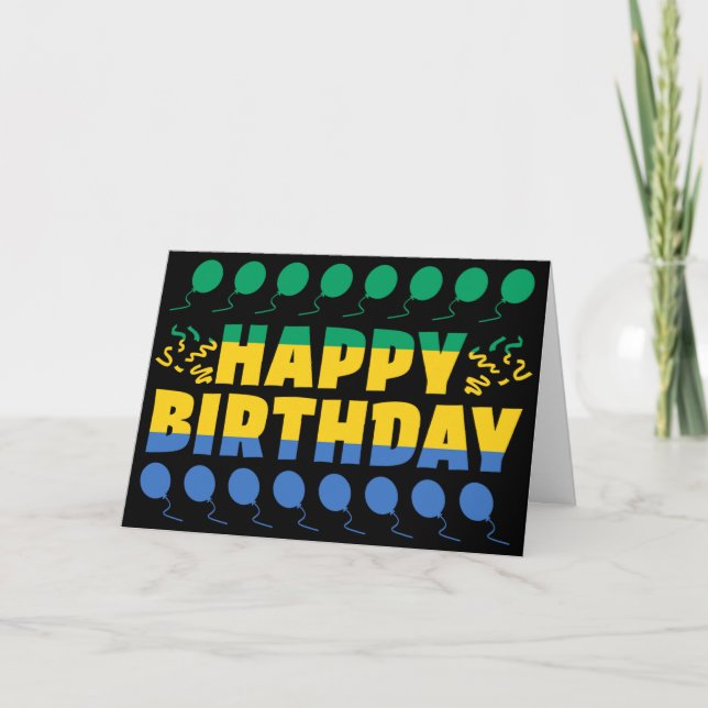 Gabon Flagga Patriotic Birthday Kort (Framsida)