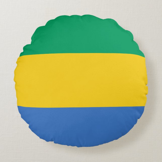 Gabon Flagga Rund Kudde (Framsidan)