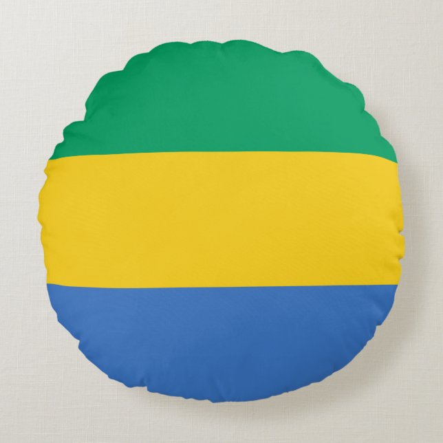 Gabon Flagga Rund Kudde (Framsidan)