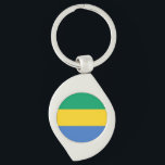 Gabon Flagga Swirl Silverfärgad Nyckelring<br><div class="desc">Patriotisk flagga i Gabon.</div>