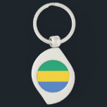 Gabon Flagga Swirl Silverfärgad Nyckelring<br><div class="desc">Patriotisk flagga i Gabon.</div>
