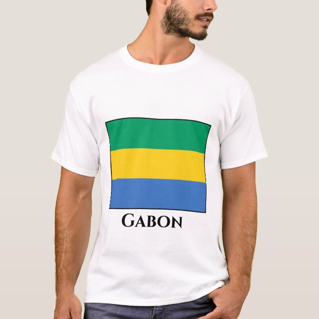 Gabon Flagga T Shirt (Framsida)