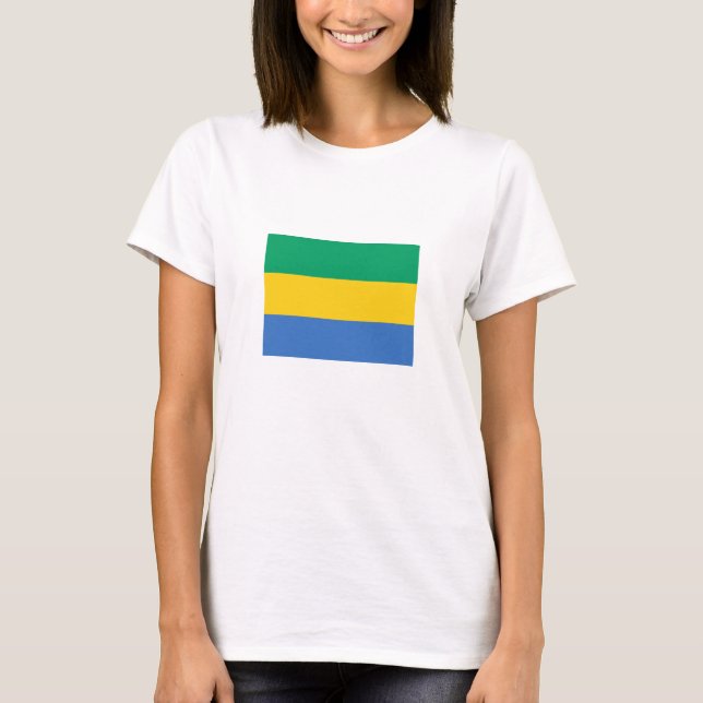 Gabon Flagga T Shirt (Framsida)
