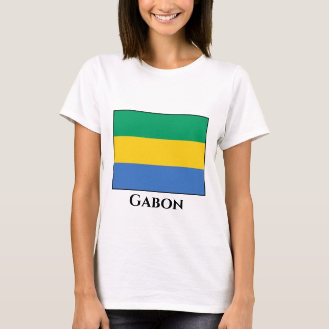 Gabon Flagga T Shirt (Framsida)