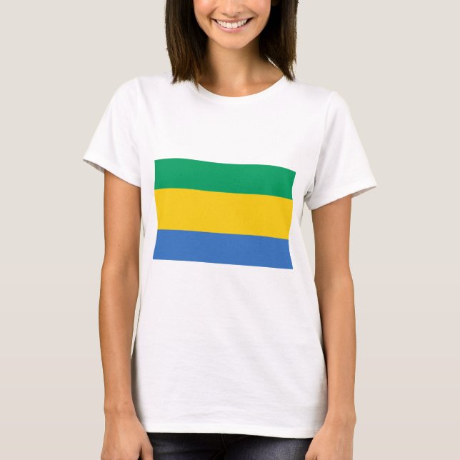 Gabon Flagga T Shirt (Framsida)